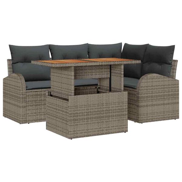 vidaXL Tuin Sofa Set met kussen 5 pcs Grijs