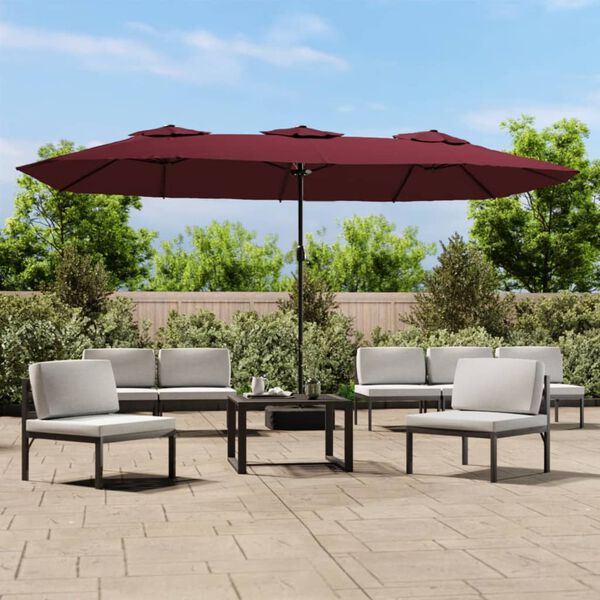 vidaXL Parasol dubbel dak 449x265 cm bordeauxrood