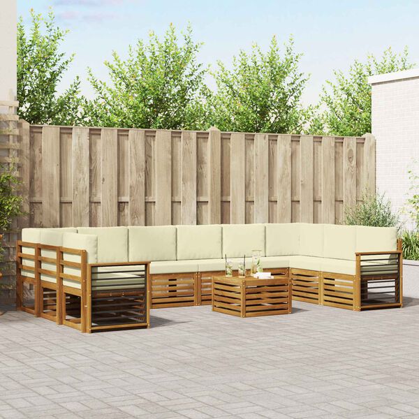 vidaXL Sofa-Sets 11 pcs Natuurlijk en Cr&egrave;me Massief Acaciahout