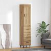 vidaXL Highboard Artisan Eiken 34,5 x 34 x 180 cm Bewerkt hout