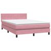 vidaXL Boxspring met matras en LED fluweel roze 140x220 cm