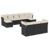 vidaXL 11-delige Loungeset met kussens poly rattan zwart