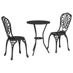 vidaXL Tuin Bistro Set 3 st Zwart Aluminium