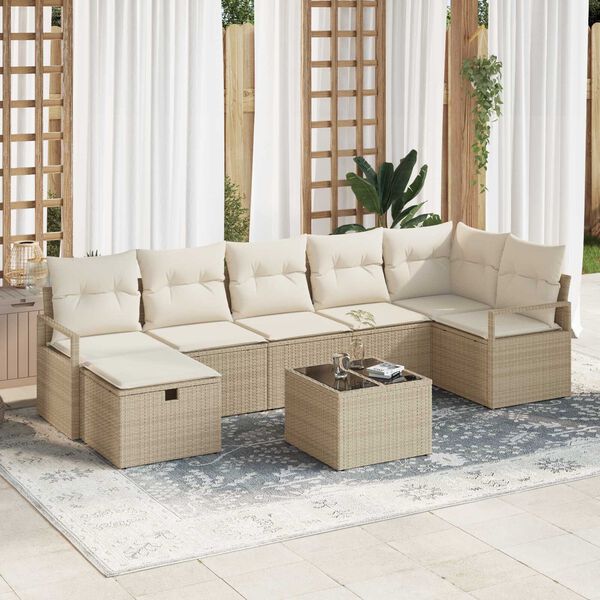 vidaXL Bankstel met kussen 4 pcs poly rattan