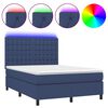 vidaXL Boxspring met matras en LED stof blauw 140x190 cm