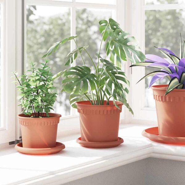 vidaXL Ronde Bloempot 24 pcs Baksteenrood &Oslash; 15 x 12 cm Kunststof