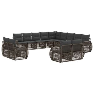 vidaXL Tuinbankenset 13 st Grijs en Donkergrijs poly rattan