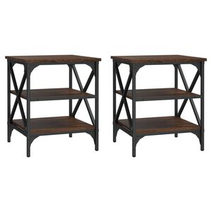 vidaXL Bijzettafels 2 st 40x42x50 cm bewerkt hout bruin eikenkleur