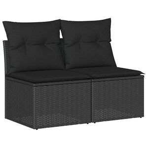vidaXL 2-delige Loungeset met kussens poly rattan acacia zwart
