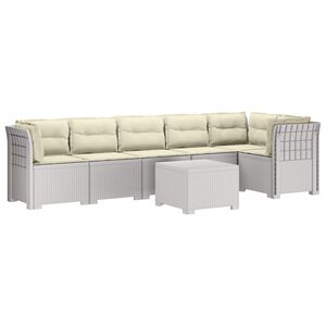 vidaXL 6-Zits Tuin Sofa met Kussens Rattan Look PP Wit