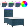 vidaXL Boxspring met matras en LED fluweel donkerblauw 90x190 cm