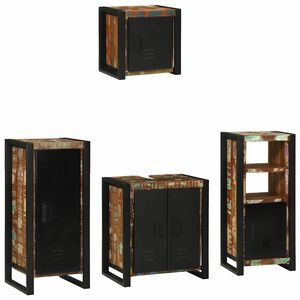 vidaXL Badkamermeubelset 4 st Multikleur en Zwart 40 x 35 x 90 cm