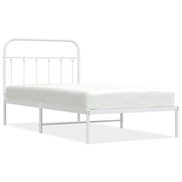 vidaXL Bedframe met hoofdbord metaal wit 100x190 cm