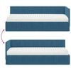 vidaXL Hoekbedframe met Matras met matras 2 pcs Blauw Fluweel