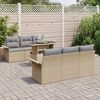 vidaXL Tuin Sofa Set met kussen 7 pcs Beige poly rattan