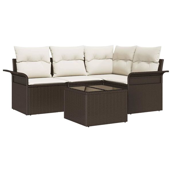 vidaXL Tuin Sofa Set met opslag 5 pcs Bruin poly rattan