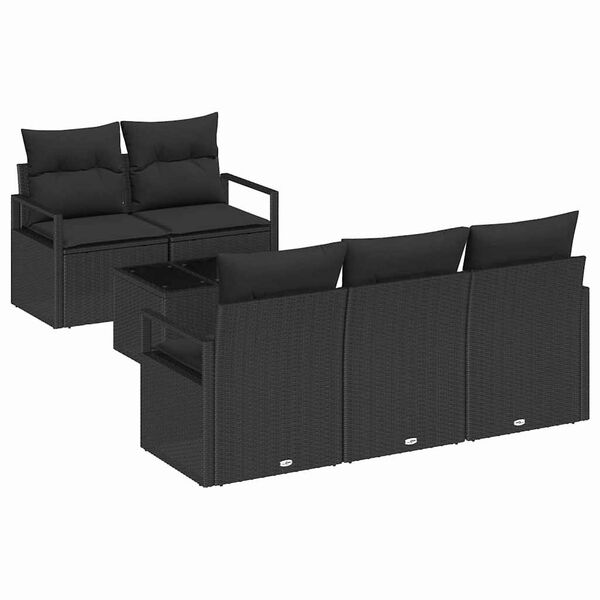vidaXL Bankstel 6 pcs Zwart poly rattan