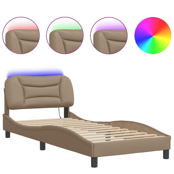 vidaXL Bedframe met LED zonder matras "Hvar" cappuccino 80x200 cm