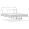vidaXL Bedframe met hoofdbord metaal wit 150x200 cm