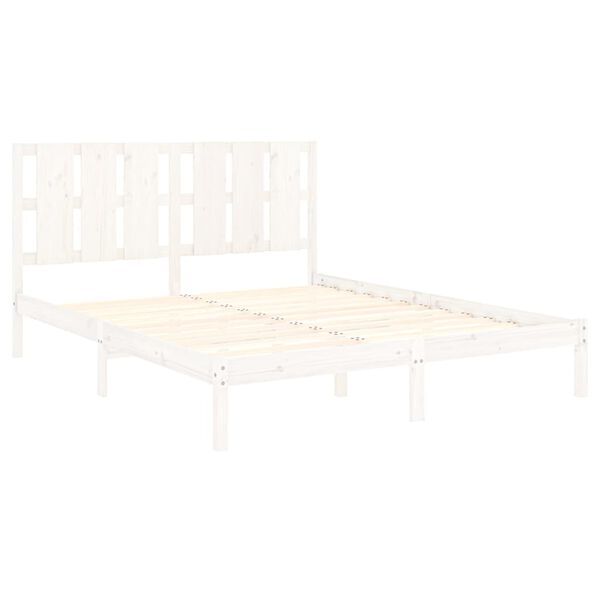 vidaXL Bedframe massief grenenhout wit 160x200 cm