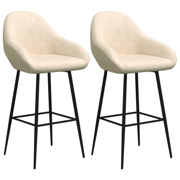 vidaXL Barkrukken 2 st fluweel crèmekleurig