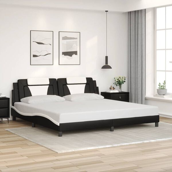 vidaXL Bedframe "Viana" zonder matras kunstleer zwart en wit 200x200 cm