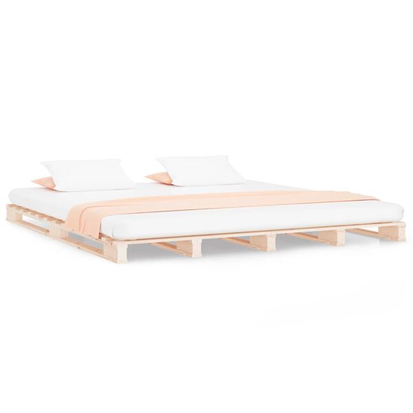 vidaXL Palletbed massief grenenhout 140x190 cm