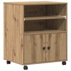 vidaXL Printerstand Artisanaal eiken 60 x 48 x 74 cm Bewerkt hout