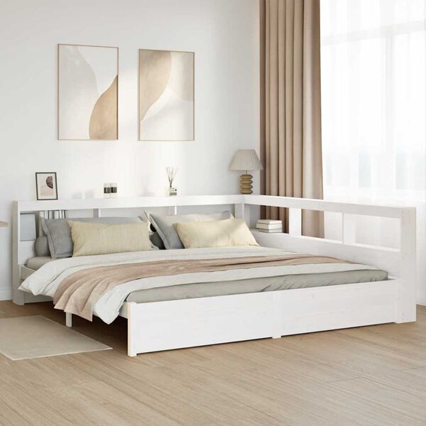 vidaXL Bed met boekenkast zonder matras massief grenenhout 160x200 cm