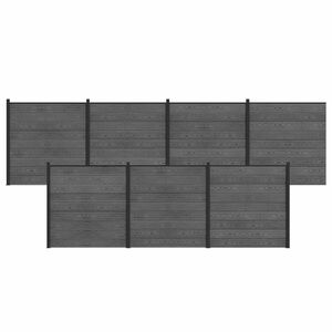 vidaXL Hek set 7 st 1218 x 186 cm WPC en Aluminium Grijs