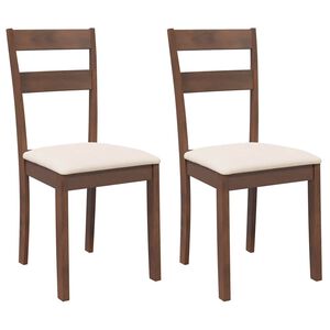 vidaXL Eetkamerstoelen met kussens 2 st massief hout rubber bruin