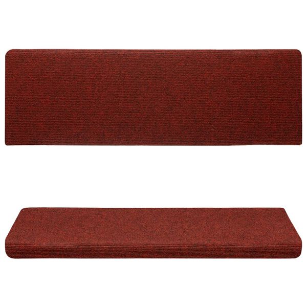 vidaXL Trapmatten Zelfklevend 15 stuks 65x21x4 cm Bordeaux Rood Rechthoekige Rand