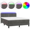 vidaXL Boxspring met matras en LED fluweel donkergrijs 140x190 cm