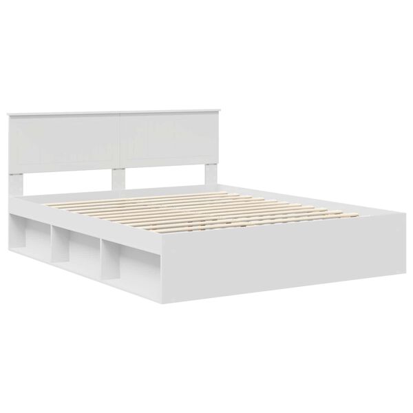 vidaXL Bedframe met hoofdeinde Wit 160 x 200 cm Massief grenenhout