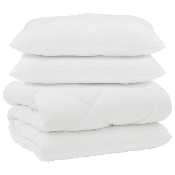 vidaXL Dekbed met Kussens 3 pcs Wit Microfiber en Dons Feather
