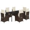 vidaXL 7-delige Tuinset met kussens poly rattan bruin