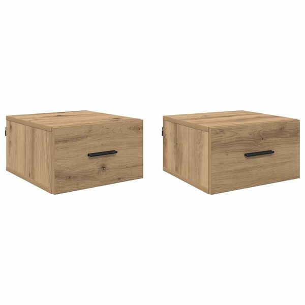 vidaXL Nachtkastje 2 pcs artisanaal eikenkleurig 35 x 35 x 20 cm