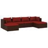 vidaXL 6-delige Loungeset met kussens poly rattan bruin