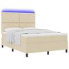 vidaXL Boxspring bed met matras met LED Cr&egrave;me 160 x 200 cm Stof