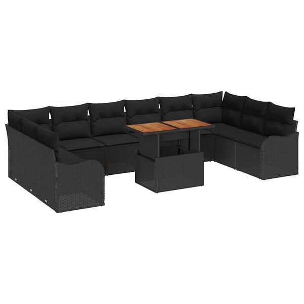 vidaXL Tuin Sofa Set met kussen 11 pcs Zwart