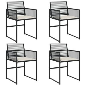 vidaXL Tuinstoelen 4 st met kussens poly rattan zwart