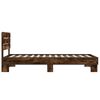 vidaXL Bedframe bewerkt hout en metaal gerookt eikenkleurig 75x190 cm
