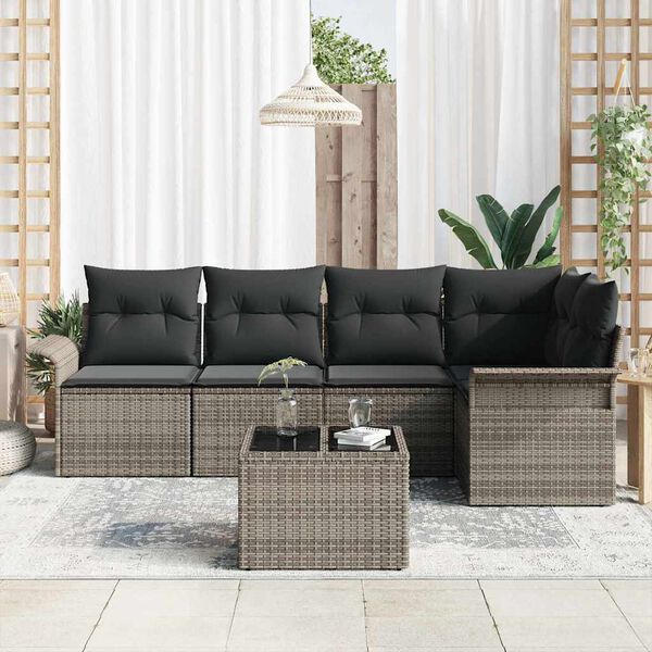 vidaXL Tuin Sofa Set met kussen 6 pcs poly rattan