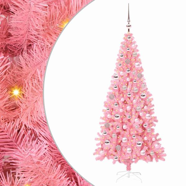vidaXL Kerstboom met 300 LED met standaard Roze 180 cm PVC