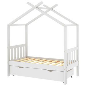 vidaXL Kinderbedframe met lade massief grenenhout 70x140 cm wit