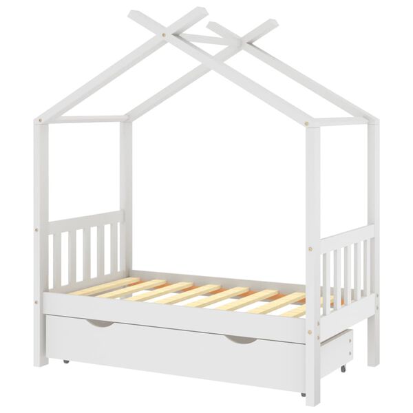 vidaXL Kinderbedframe met lade massief grenenhout 70x140 cm wit