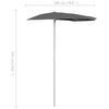 vidaXL Parasol half met paal 180x90 cm antracietkleurig