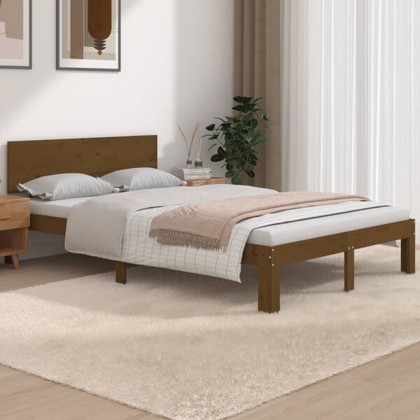 vidaXL Bedframe massief hout honingbruin 120x190 cm