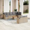 vidaXL 10-delige Loungeset met kussens poly rattan gemengd beige