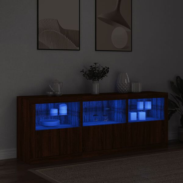 vidaXL Dressoir met LED-verlichting 181,5x37x67 cm bruin eikenkleur